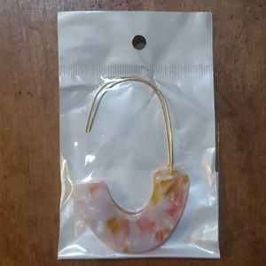 White Pink & Yellow Chunky Acrylic Drop Earings